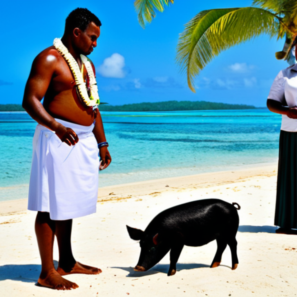바누아투의 특이한 법률 - **

"A traditional Vanuatu wedding ceremony on a tropical island beach, featuring a groom offering p...