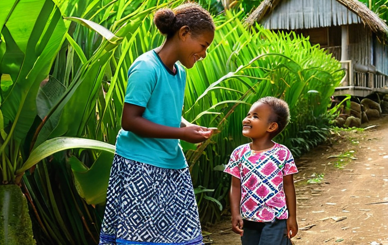 바누아투 안전 여행 팁 - **Vanuatu Beach Serenity with Modest Grace:** A young woman gracefully observing the serene blue oce...