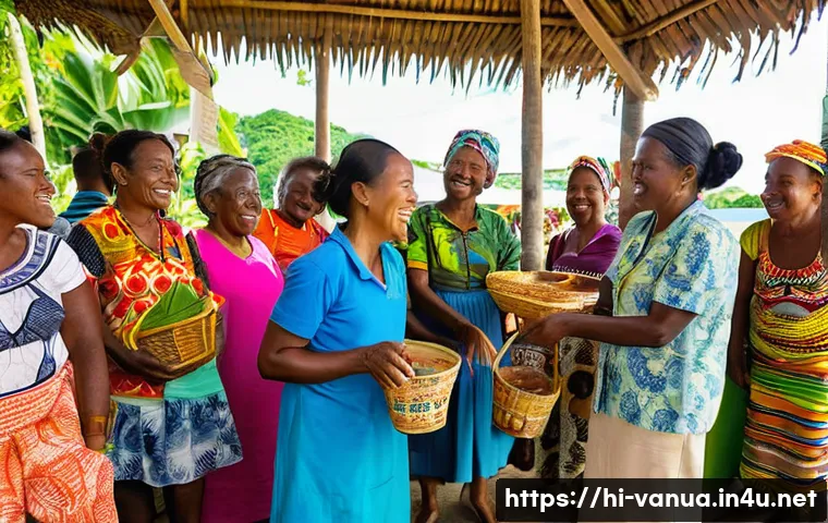 바누아투의 공용어 - **Prompt 1: "Vanuatu's Living Linguistic Tapestry"**
A vibrant, sun-drenched scene depicting a b...