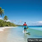 Home 19 바누아투 서핑 가능 지역 - **Vanuatu Surf - Calm Morning Ride:**
A male or female surfer, aged 25-35, with a healthy physiq...