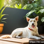 바누아투에서의 반려동물 키우기 - A tropical outdoor scene in Vanuatu featuring a happy dog and a cat resting comfortably in a shaded,...